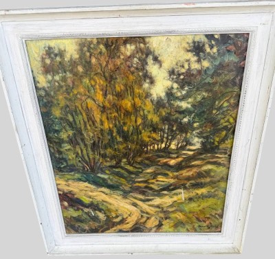 Auktion 374<br>Harald ILLIES (1911-1985) Waldweg, Öl/Platte gerahmt, RG 42x61 cm [1]