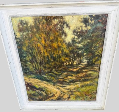 Auktion 374<br>Harald ILLIES (1911-1985) Waldweg, Öl/Platte gerahmt, RG 42x61 cm [1]