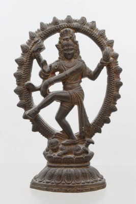 Auktion 374<br>traditionelle Metallskulptur des hinduistischen Gottes Shiva Nataraja, wohl Bronze,  ca. H-20cm [1]