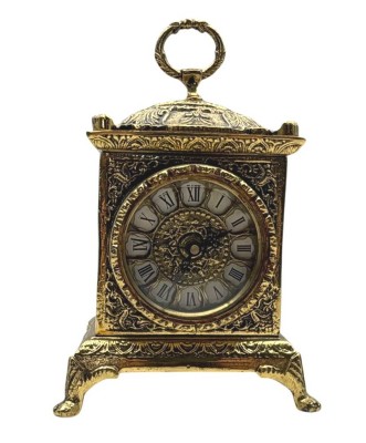 Auktion 374<br>Messing Kaminuhr, Quartzwerk läuft, H-23 cm, B-15 cm [1]