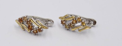 Auktion 374<br>Paar Ohrhänger, 925er Silber, gelbe Saphire, L-1,5cm [1]