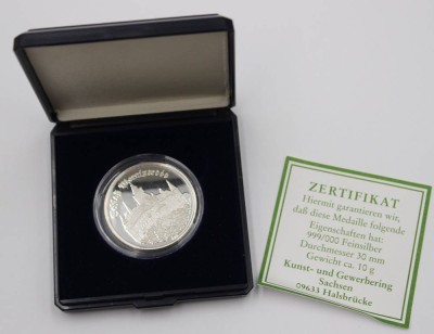 Auktion 374<br>Feinsilber-Medaille, Schloß Wernigerode, 10gr., in Etui [1]