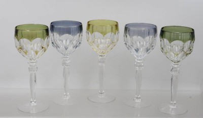 Auktion 374<br>5x Weingläser, Überfangen, ca. H-19,8cm [1]