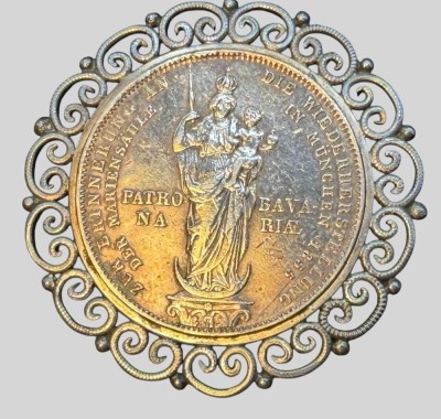 Auktion 374<br>Silber Münzbrosche Bayern 2 Gulden 1855 