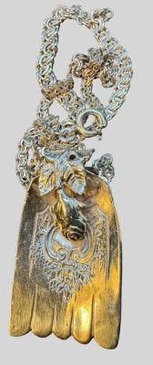 Auktion 374<br>Silber-925- Halskette mit gr. Anhänger, Silber-800-, Kette L-45 cm, Anhänger H-4 cm, zusammen, 23,52 gr. [1]