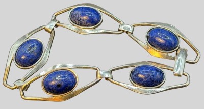 Auktion 374<br>Silber-Armband-835- mit 5 Lapislazuli Cabouchons, L-20 cm, 22,79 gr [1]