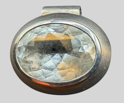 Auktion 374<br>Anhänger (Flyer), Silber-925- mit gr. facett. klaren Stein, ca. 2,5x2 cm, 9,62 gr [1]