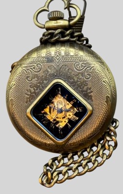 Auktion 374<br>mechan. HTU ion Metallgehäuse mit Ausschnitt, Werk läuft, mit Kette, neuwertig, D-4,5 cm [1]