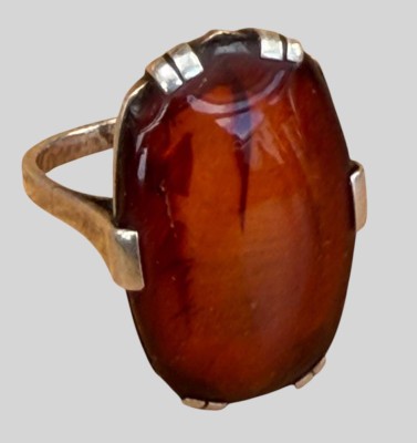 Auktion 374<br>Silberring-935- mit braunen Achat, RG 52, 4 gr. [1]