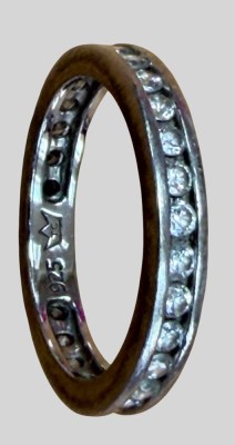 Auktion 374<br>Silber-925- Vorsteckring mit klaren Steinen, Kronenmarke, RG 57, 3,18 gr [1]