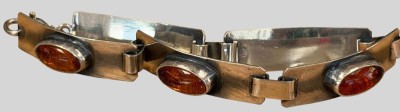 Auktion 374<br>Silberarmband-835- mit Bernsteinen 