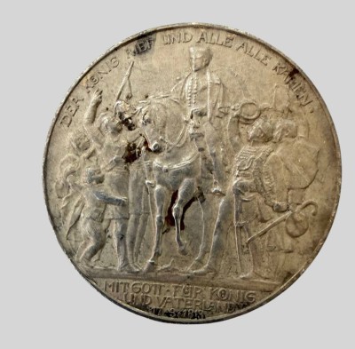 Auktion 374<br>Königreich Preußen, 3 Mark 1913  Jahrhundertfeier d. Befreiungskriege - Silber,  ungeputzt, 16,7 gr [1]
