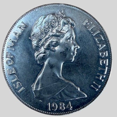 Auktion 374<br>Isle of Man One Crown, 1984 XIV. Olympische Winterspiele, Sarajevo 1984, Cu/Ni, D-38,6 mm, 28 gr. [1]