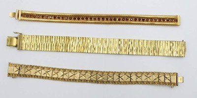 Auktion 374<br>3x div. goldfarbene Modeschmuck-Armbänder [1]