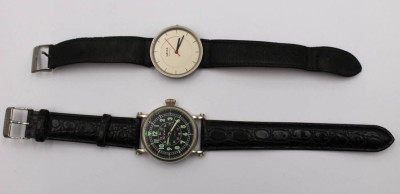 Auktion 374<br>2x Quarz-Armbanduhren, Bergmann und Leica Minilux, Werke nicht geprüft, ca. D-3,2cm, getragene Erhaltungen [1]