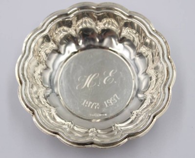 Auktion 374<br>kl. Schale, 800er Silber, ca. 20gr., Gravur 