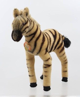 Auktion 374<br>Zebra, Steiff, nur Schild, älter, ca H-26cm [1]