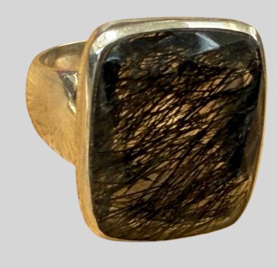 Auktion 374<br>Rutilquarz Ring, Schwarzer Haar Stein, 925 Sterling Silber, 2,5x2 cm, RG 62, 11,23 gr. [1]