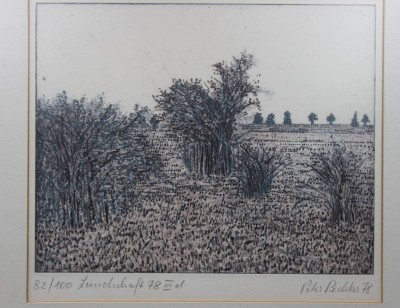 Auktion 374<br>Peter Redeker, Landschaft, Radierung, gerahmt/Glas, RG 39 x 40,5cm [1]