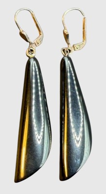 Auktion 374<br>Paar lange Ohrhänger, Hämatid mit Silermontur, L-ca. 6 cm, 15 gr [1]