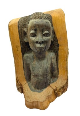 Auktion 374<br>afrikan. Büste, Tropenholz in hellem Holz mit Naturrinde, Kenya, H-20 cm, B-14 cm, [1]