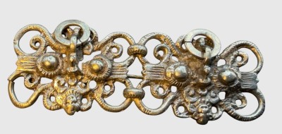 Auktion 374<br>gr. Silberbrosche (geprüft), L-7 cm, B-2,5 cm, 19,48 gr [1]