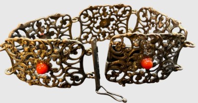 Auktion 374<br>filigranes Silberarmband mit Koralle, geprüft, Schliesse fehlt etwas, L-19 cm, 29 gr [1]