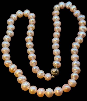 Auktion 374<br>Perlenkette, L-50 cm, mit Silber-0925- Magnetschliesse, vergoldet, D-ca. 8 mm [1]