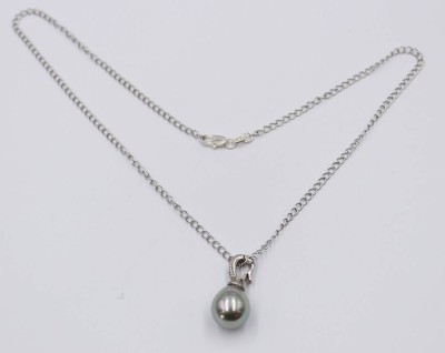 Auktion 374<br>925er Silberkette mit Modeschmuck-Perlanhänger, Kette ca. L-40cm Anh. 2,5cm [1]