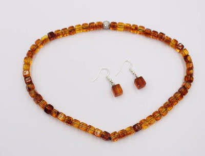 Auktion 374<br>Set, wohl geklärter Bernstein, Kette endlos, Ohrhänger ca. L-3,5cm [1]