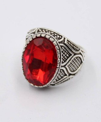 Auktion 374<br>versilberter Herren-Modeschmuckring, roter Stein, RG 64 [1]