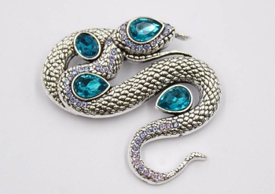 Auktion 374<br>Modeschmuck-Brosche in Schlangenform, Farbsteinbesatz, ca. 6 x 5,5cm [1]