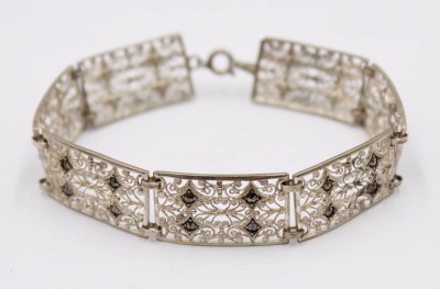Auktion 374<br>filigranes Silber-Armband mit Markasitenbesatz, 11,4gr., L-16cm [1]