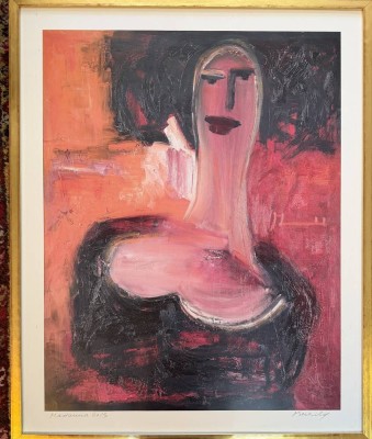 Auktion 374<br>Bente Merrild (1943)  Madama 2013 betitelte  Grafik, gerahmt/Glas, RG 91x73 cm [1]