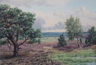 Auktion 375<br>Bernhard DE BRUYCKER (1891-1971), Heidelandschaft, Öl/Leinwand, gerahmt, RG 55,5 x 69,5cm [1]