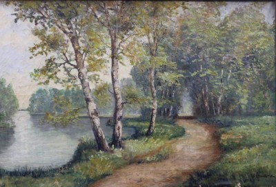 Auktion 375<br>W.Schwarz, Seenlandschaft, Öl/Leinwand, gerahmt, RG 48 x 68cm [1]