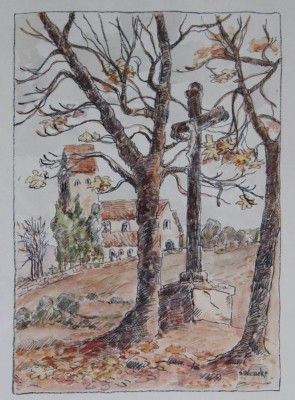 Auktion 375<br>Sophie WENCKE (1874-1963), Alte Kirche in Lügde, Zeichnung, ger./Glas, RG 47 x 35cm [1]