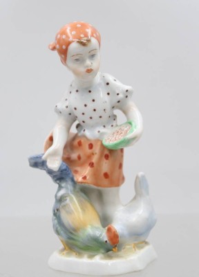 Auktion 375<br>Herend-Figur, Hühnermagd, bemalt, ca. H-13,5cm [1]
