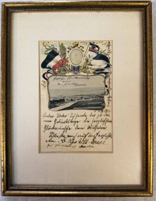 Auktion 375<br>patriotische Postkarte mit Ansicht von Holzminden, 1903, ger/Glas, RG 23x18 cm [1]