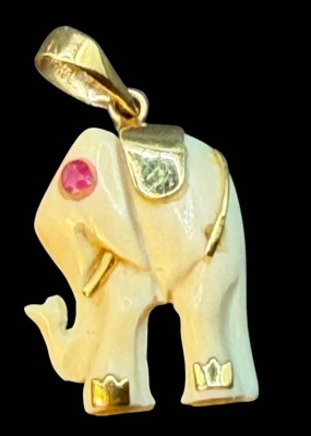Auktion 375<br>kl. Bein-Herz mit Goldmontur-585-, 2x1 cm, 0,72 gr [1]