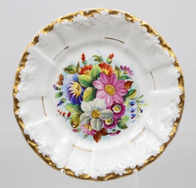 Auktion 375<br>Zierteller, 19. Jhd., KPM Krister, Blumenbemalung, ca. D-18cm [1]