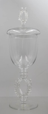 Auktion 375<br>Pokalglas, farblos, wohl um 1900, ca. H-32cm [1]