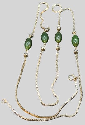 Auktion 375<br>lange Charleston Silberhalskette-835- mit 4 Jade-Stücken, L-ca. 82 cm, 21,6 gr [1]
