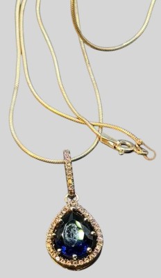 Auktion 375<br>Schlangenhalskette mit blauen Anhänger, Silber-925-, L-50 cm, 5,43 gr. [1]