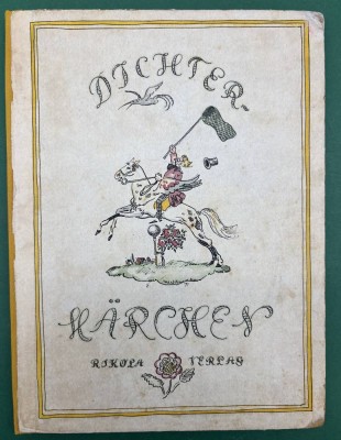 Auktion 375<br>Dichtermärchen. Dehmel, Isemann, Strindberg, Wilde, Tolstoi. Illustriert von Erwin Tintner., Rikola Verlag, 1921, Mit 73 Seiten, 4 n.n. Blätter ( Verlagsanzeigen ). Mit 6 farbigen Tafeln,  26,5x20,5 cm, Vorsatzblatt beschnitten, ansonsten gut [1]