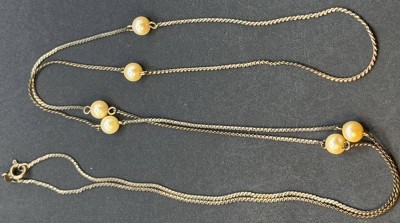 Auktion 375<br>lange Silber-925- Halskette mit Perlchen, L-ca. 88 cm, 8,65 gr. [1]