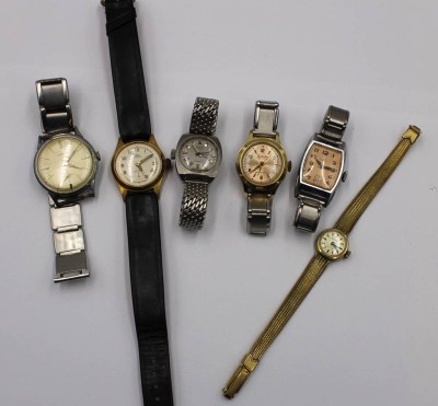 Auktion 375<br>6x div. Armbanduhren, 3x Damen und 3x Herren, Werke scheinen alle zu laufen, Alters-u. Tragespuren [1]