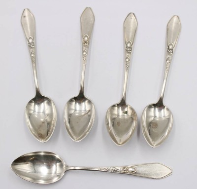 Auktion 375<br>5x Kaffeelöffel, 800er Silber, Jugendstil, 82gr., L-13cm [1]
