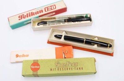 Auktion 375<br>2x div. Vintage-Füller, Geha mit orig, Schachtel und Pelikan schachte nicht passend, guter gebrauchter Zustand [1]