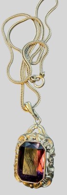 Auktion 375<br>Silber Schlangenhalskette mit Anhänger, Amethyst, L-42 cm, 10,56 gr. [1]